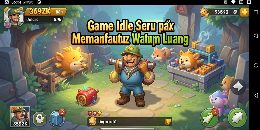 Tampilan gameplay <strong>369ZK</strong> yang menampilkan momen santai saat mengumpulkan sumber daya.