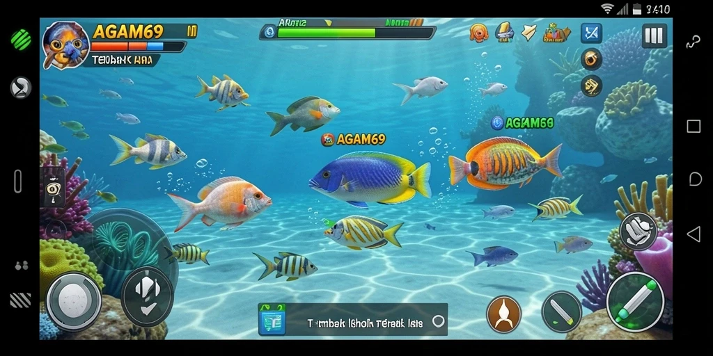 Screenshot AGAM69 menampilkan gameplay seru dalam Tembak Ikan.
