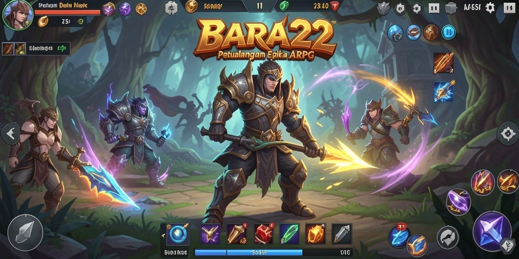 Gameplay ARPG BARA22 yang mendebarkan dan penuh aksi.