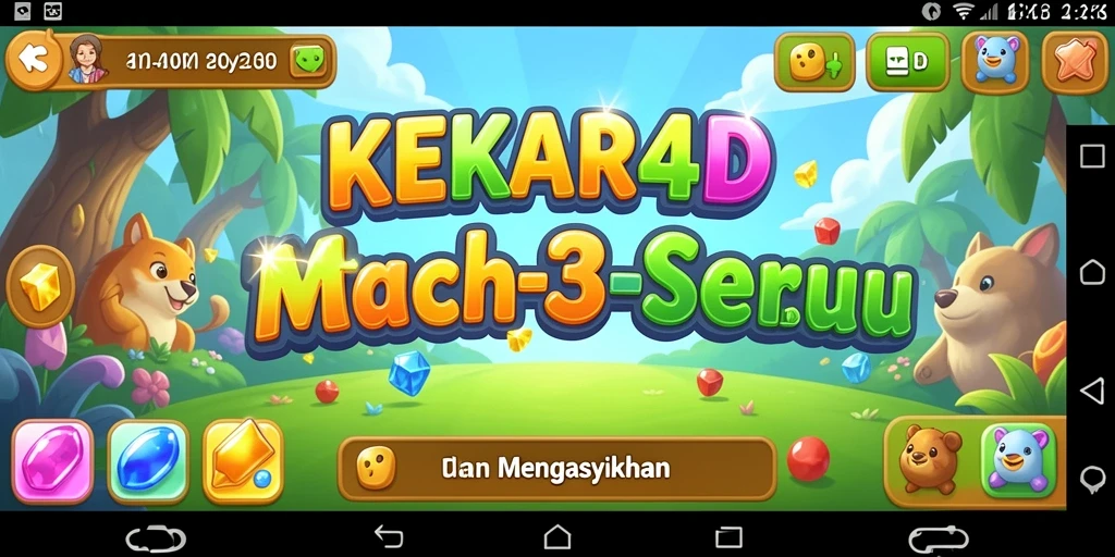 Tampilan gameplay Match-3 yang seru dan penuh warna.