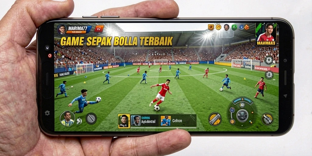 Tampilan gameplay yang mendebarkan di lapangan sepak bola.