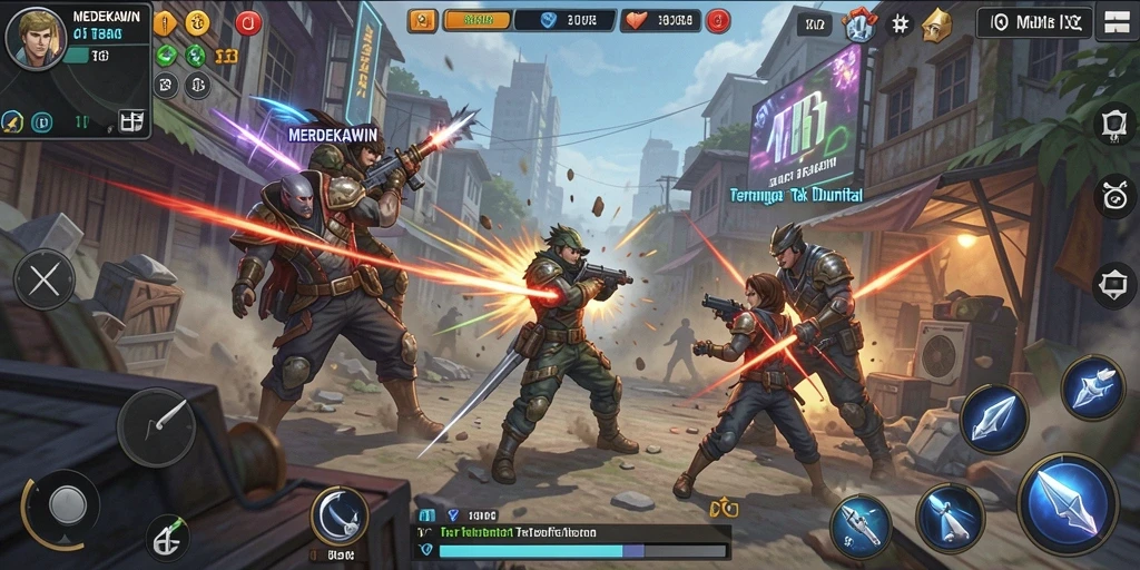 Tampilan mendebarkan dari gameplay pertarungan di MERDEKAWIN.