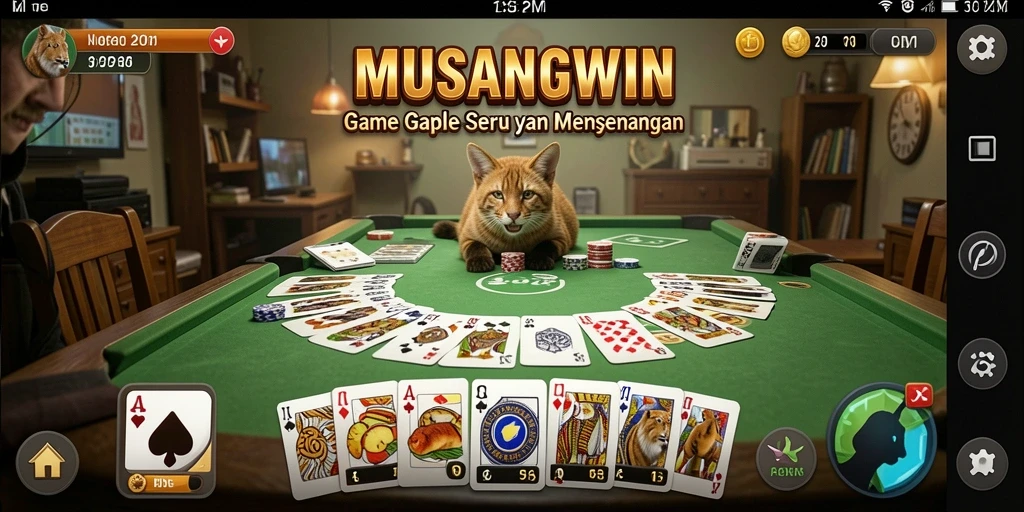 Tampilan screenshot MUSANGWIN menampilkan permainan Gaple yang seru.