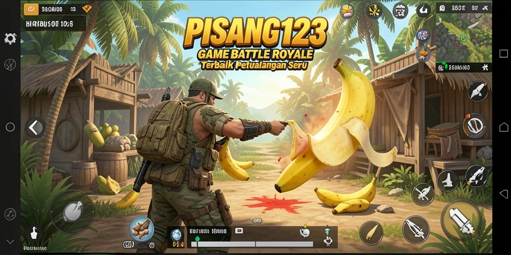 Screenshot PISANG123 menunjukkan aksi seru dalam pertempuran Battle Royale.