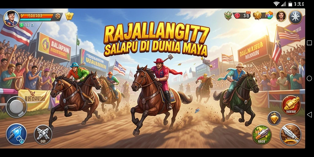 Screenshot utama menunjukkan momen mendebarkan saat balapan di RAJALANGIT77.