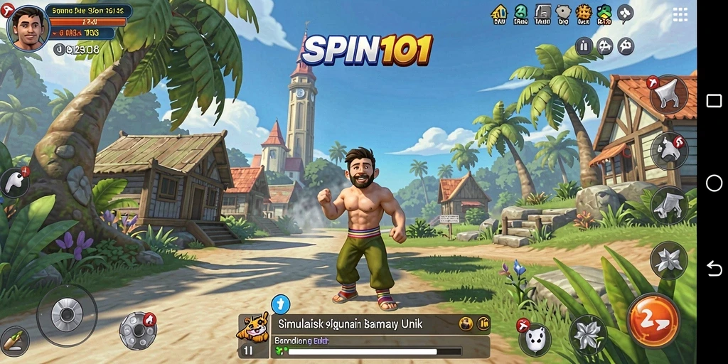 Tampilan gameplay menarik SPIN101 menunjukkan simulasi yang penuh warna.